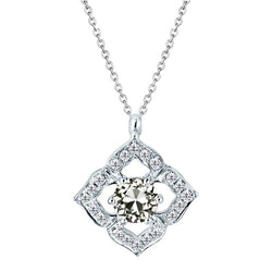 Coussin Antique Brillant Pendentif en Or Blanc 14 Carats – 2,50