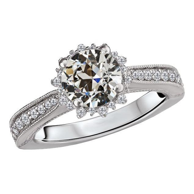 Fait à la main Brillant Bague Halo 2 carats – vue principale