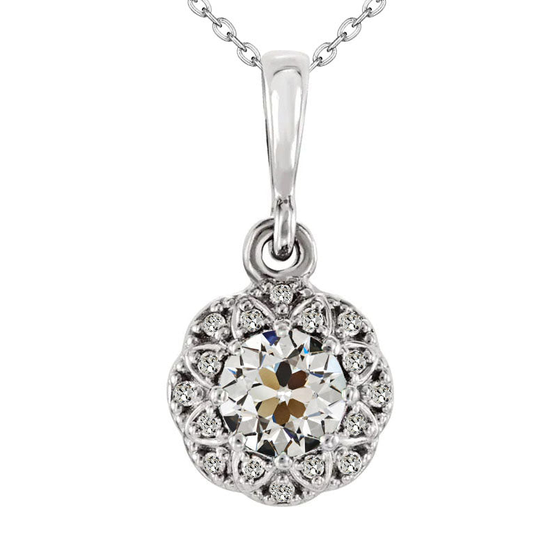 Taille Old Mine Diamant bague en Or Blanc 14 Carats – vue principale