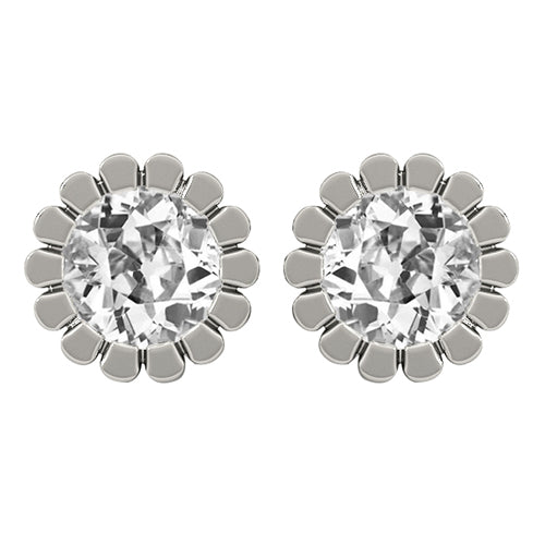 Pendants d'Oreilles Or Blanc 14 Carats avec Brillant – vue principale