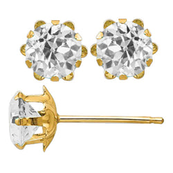 Diamant Fin Boucles d'Oreilles – Or 14K Jaune 3,50 carats