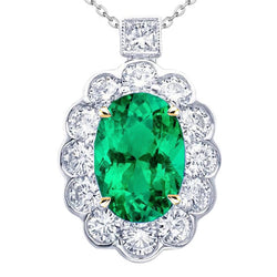Émeraude Fine taille Taille Ovale Pendentif Gemme 6 carats – Or