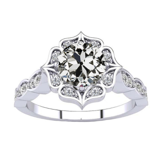 Diamant Bague Halo 1,50-carats Or Blanc 14 Carats – vue principale