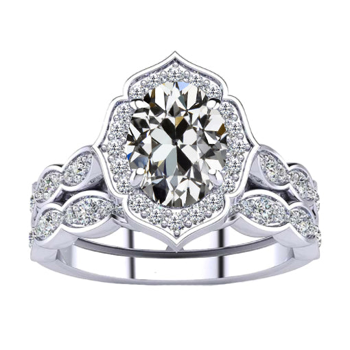 Bague de Fiançailles Halo Or Blanc 14 Carats avec Diamant – vue principale