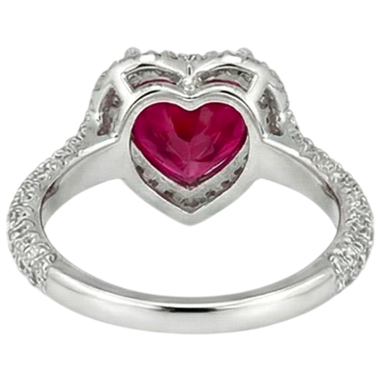 Forme de coeur rubis rouge de 6.75 ct avec bague en diamant en or 14k