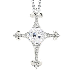 Forme de croix pendentif Réel diamant rond