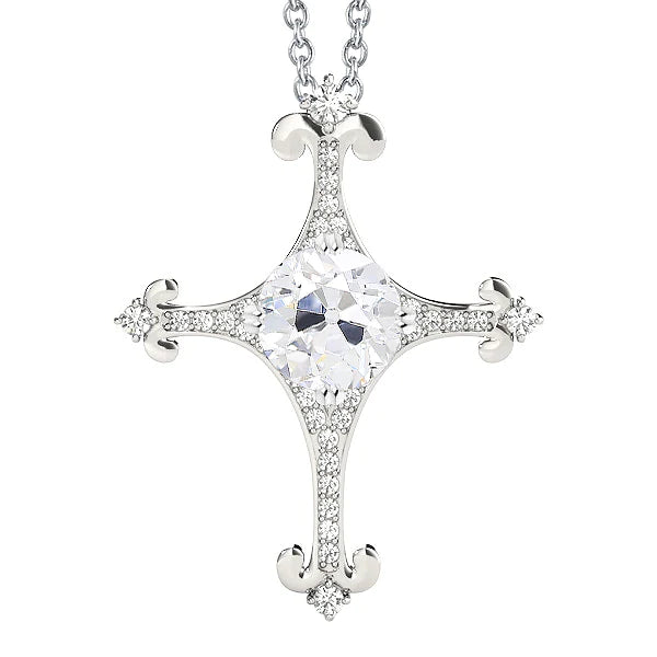 Forme de croix pendentif Réel diamant rond