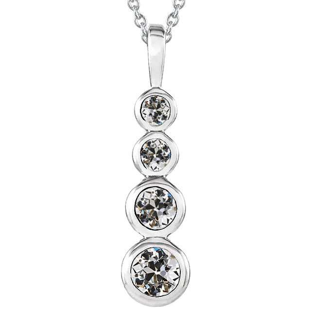 Brillant Taille Old Mine Collier Pendentif en Or Blanc 14 Carats – vue principale