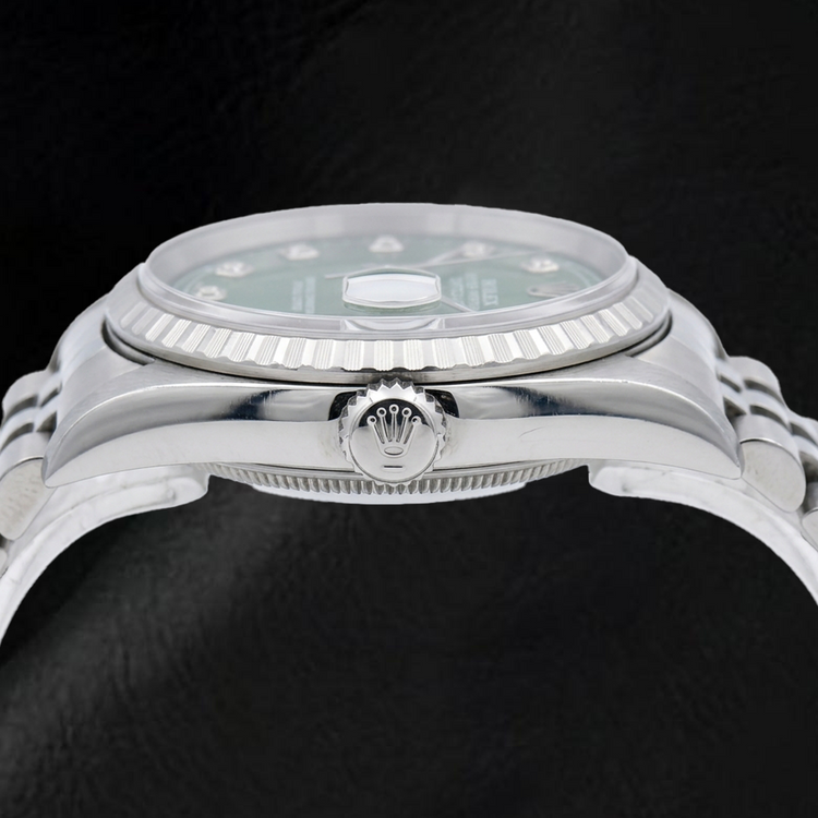 Montre Rolex Datejust 16220 36 mm Cadran Diamants Vert Acier Inoxydable