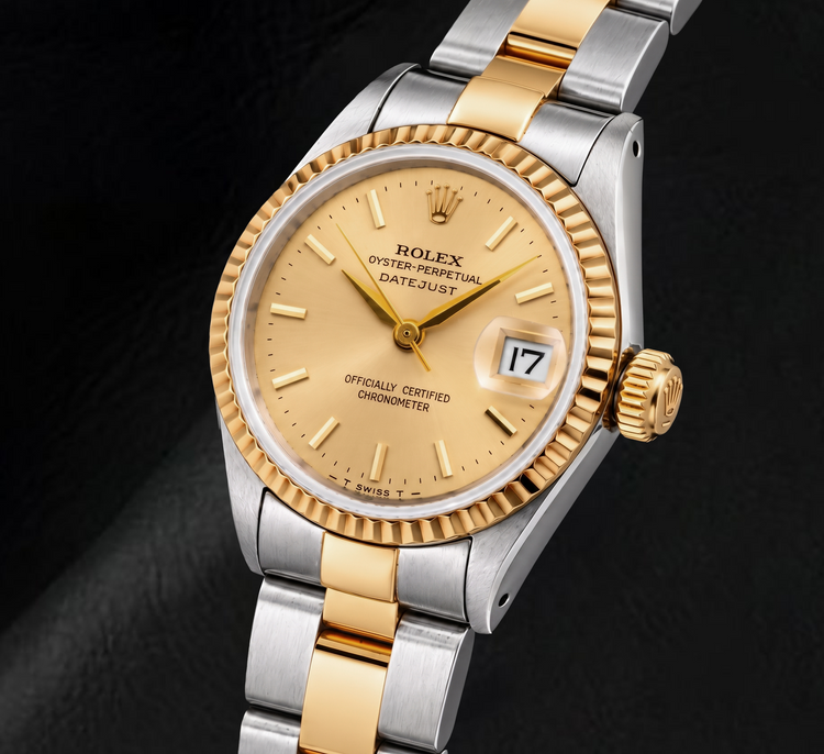Montre Rolex Datejust 6917 26 mm Bicolore Cadran Champagne à Index Bâtons