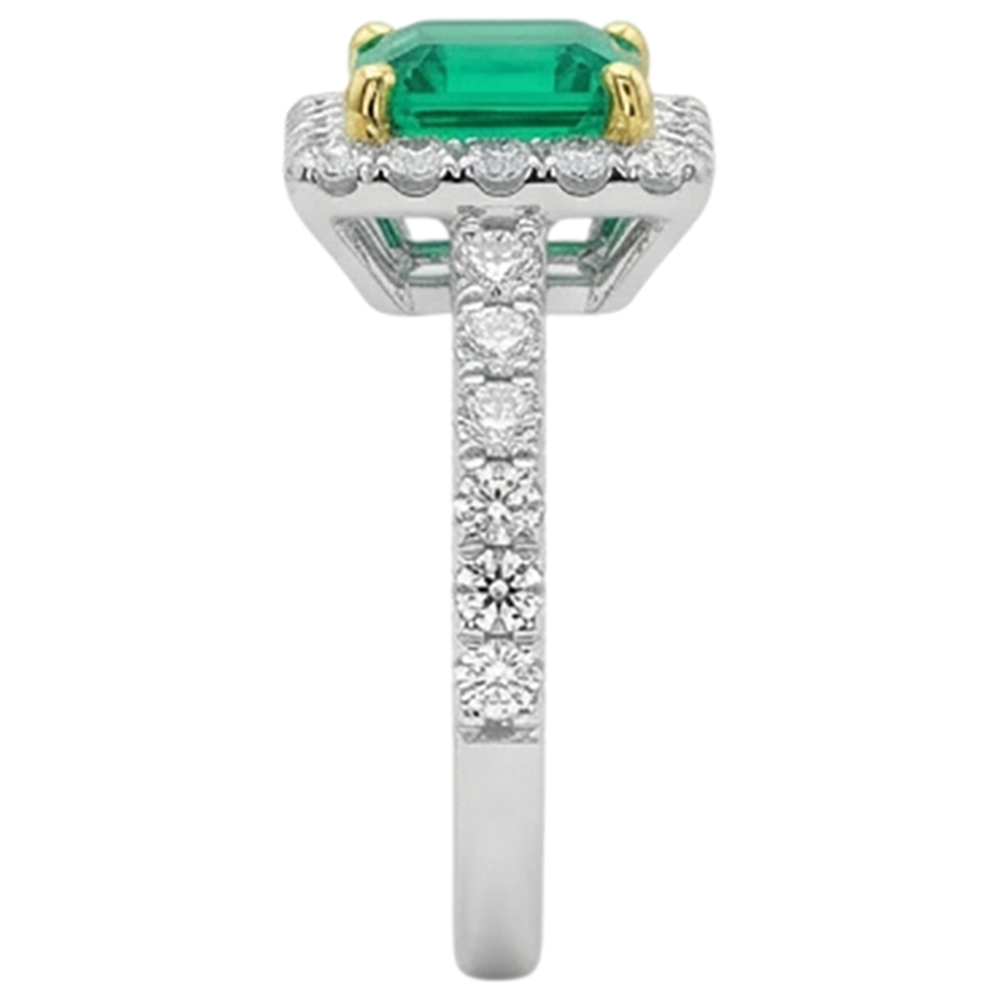 Émeraude Colombienne Bague avec Gemme 2,50-carats Or Bicolore 14 Carats – vue arrière