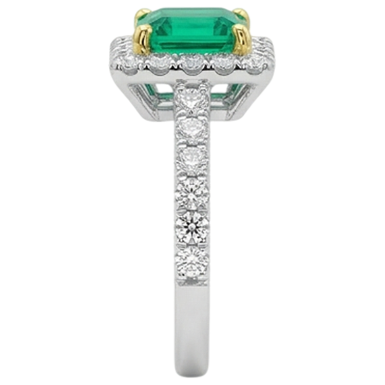 Émeraude Colombienne Bague avec Gemme 2,50-carats Or Bicolore 14 Carats – vue arrière