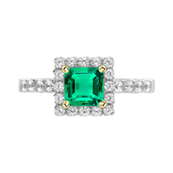 Brillant Bague avec Gemme avec Émeraude Colombienne Certifié GIA