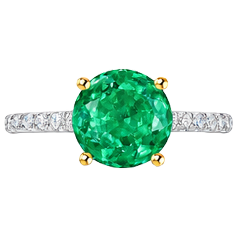 Émeraude Colombienne Bague Pierre Précieuse 3 carats Or Bicolore 14 Carats – vue arrière