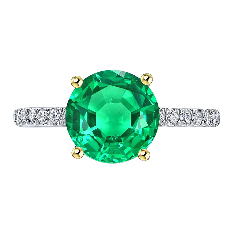 Émeraude Colombienne Bague Pierre Précieuse 3-carats Or Bicolore 14 Carats – vue principale