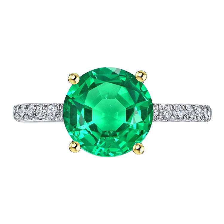 Émeraude Colombienne Bague Pierre Précieuse 3-carats Or Bicolore 14 Carats – vue principale