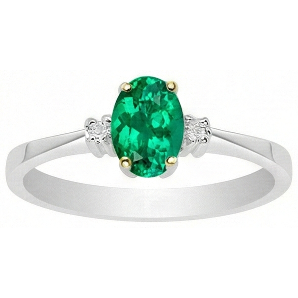 Luxueux Émeraude Fine Bague avec Gemme 1 carats – vue de côté