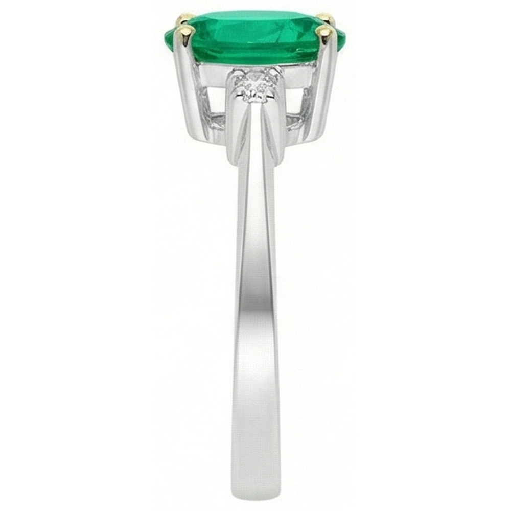 Bague avec Gemme Or Deux Tons 14 Carats avec Émeraude Fine – vue de dessus