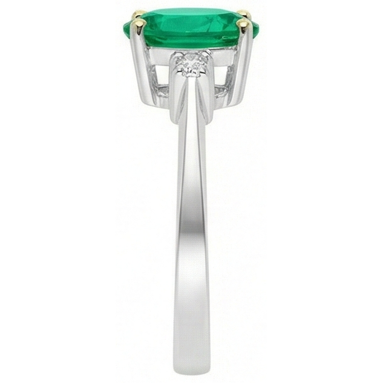 Bague avec Gemme Or Deux Tons 14 Carats avec Émeraude Fine – vue de dessus