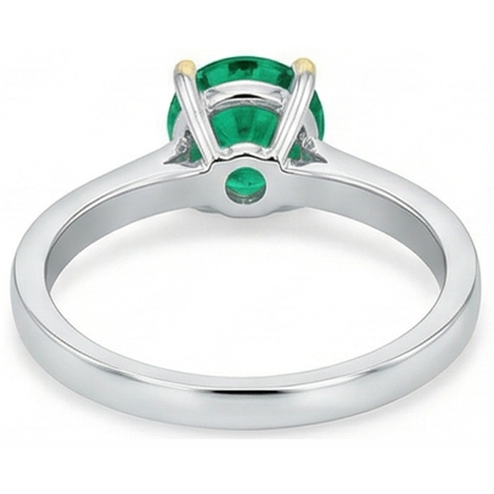 Émeraude Bague Pierre de Couleur 3-carats Or Deux Tons 14 Carats – vue arrière