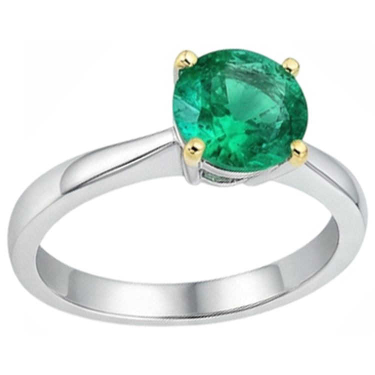 Émeraude Bague Pierre de Couleur 3-carats Or Deux Tons 14 Carats – vue d'angle