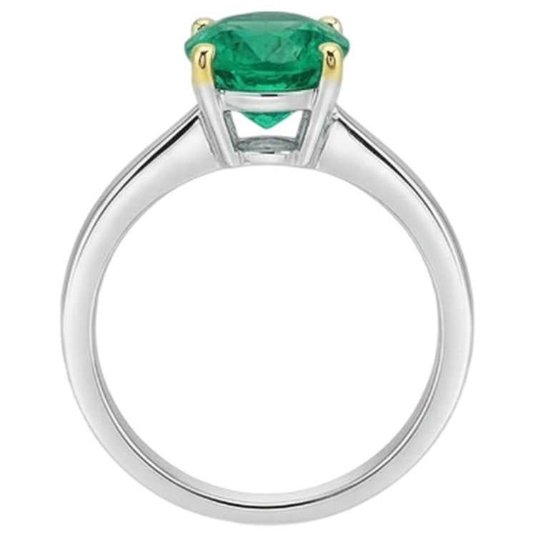 Élégant Émeraude Bague Pierre de Couleur 3 carats – vue de dessus