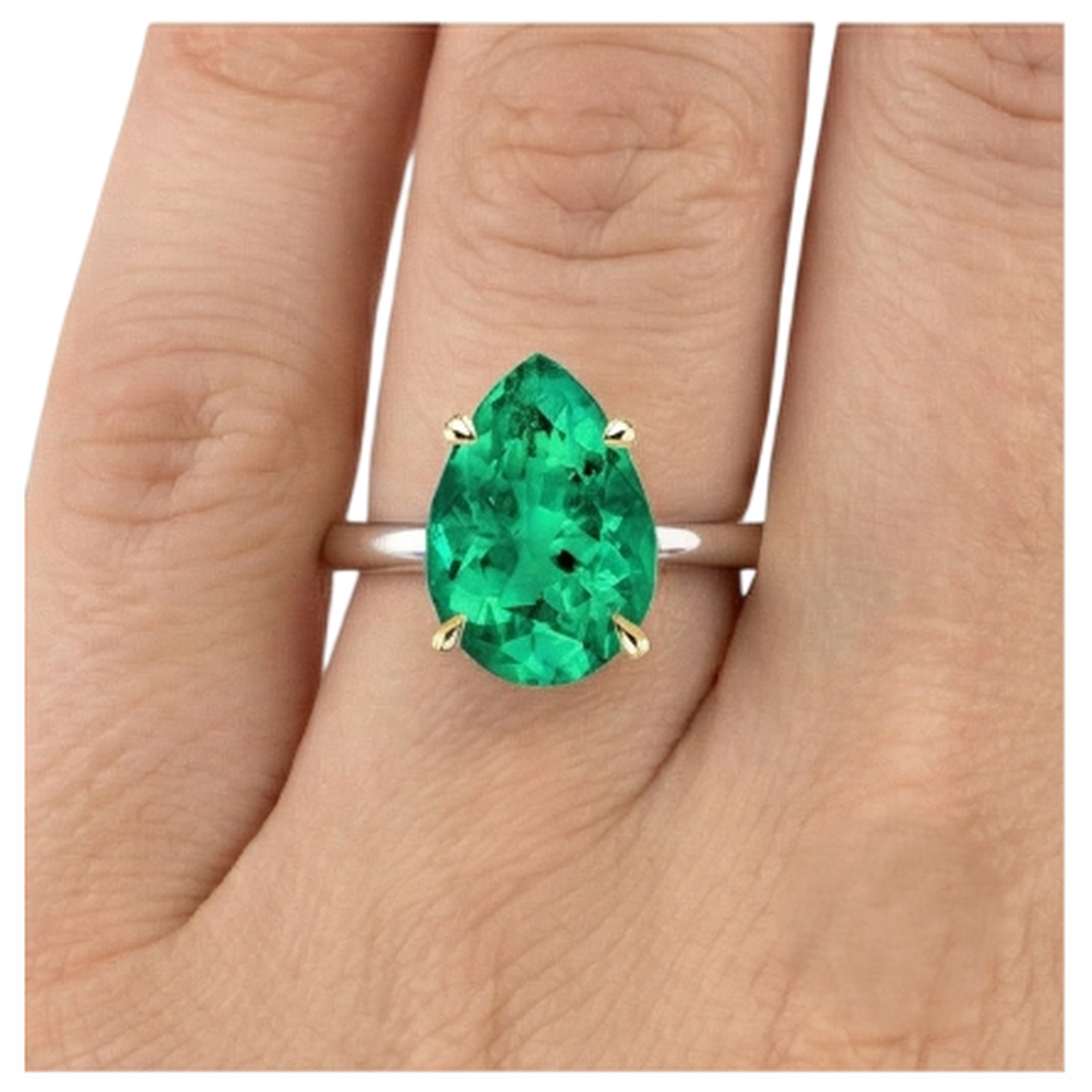 Émeraude Colombienne Bague Pierre de Couleur – vue détaillée