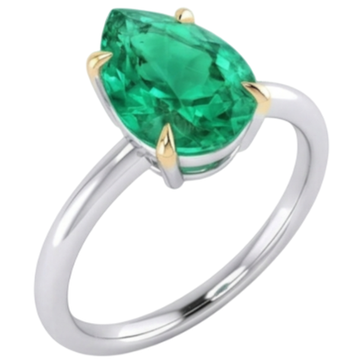 De luxe Émeraude Colombienne Bague Pierre de Couleur 2 carats – vue de côté