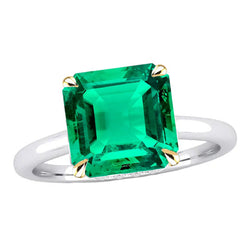 Émeraude GIA Certifié Bague Pierre de Couleur 5 carats en Or
