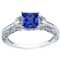 Saphir Bleu Bleuet Bague Pierre Précieuse – Or Blanc 14 Carats 5