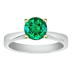 Effilé Bague Pierre de Couleur – Émeraude 3 carats Or Deux Tons