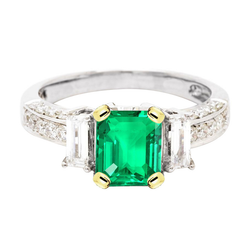 Exquis Alliance Anniversaire Émeraude Fine Bague Pierre