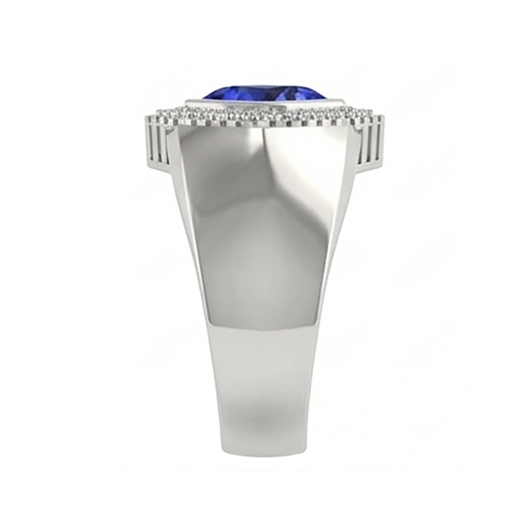 Gents Ring Ceylan Sapphire Diamond Jewelry Trillion Bezel Set 2 Carats