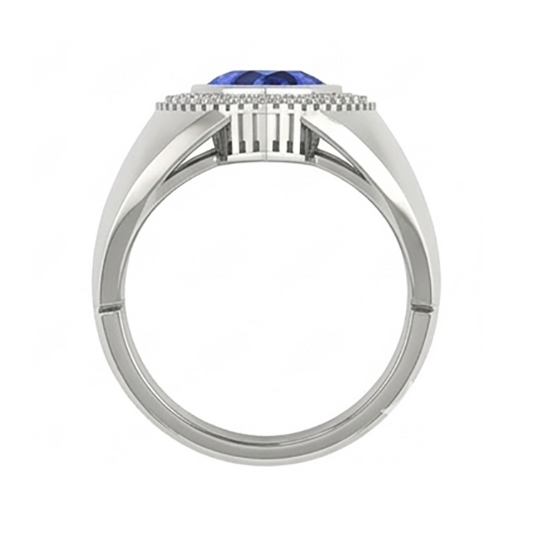 Gents Ring Ceylan Sapphire Diamond Jewelry Trillion Bezel Set 2 Carats