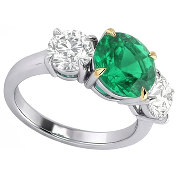 Émeraude Fine Bague Pierre de Couleur – vue de dessus