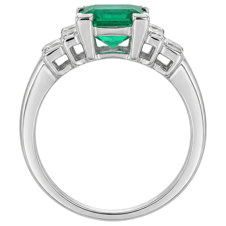 Taille Émeraude Émeraude Colombienne bague en Or 14K Blanc – vue d'angle
