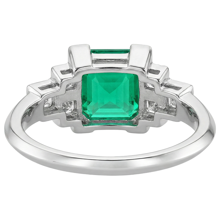 Émeraude Colombienne Taille Émeraude Bague Pierre Précieuse en Or 14K Blanc – vue de profil