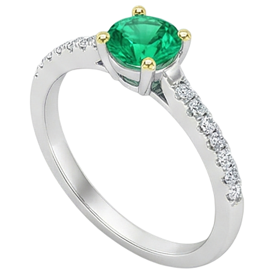 Émeraude Bague avec Gemme 1 carats Or Deux Tons 14 Carats – vue de face
