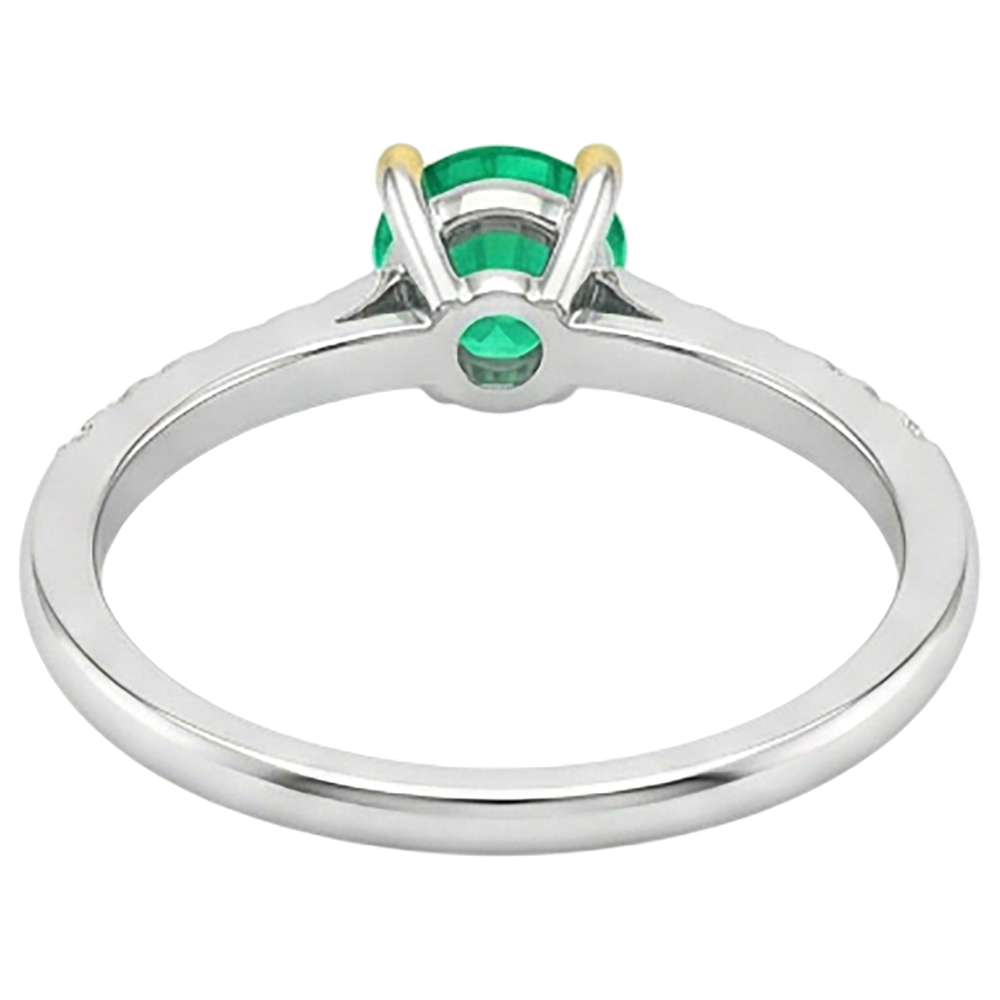 Émeraude Bague avec Gemme 1-carats Or Deux Tons 14 Carats – vue arrière