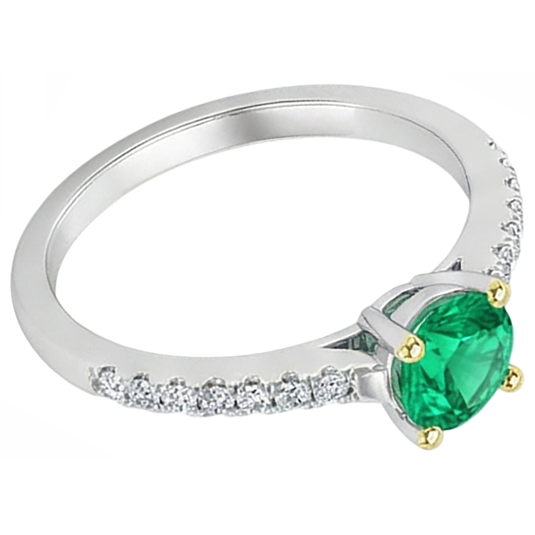 Émeraude Bague avec Gemme 1 carats Or Deux Tons 14 Carats – vue d'angle