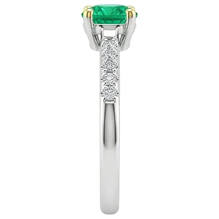 Émeraude Taille Ronde Bague avec Gemme en Or Deux Tons 14 Carats – vue de dessus