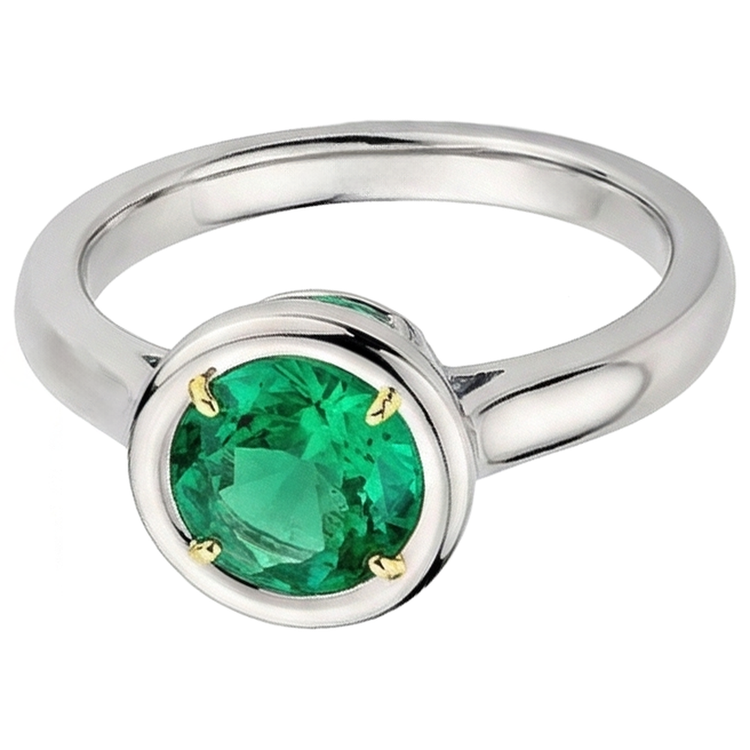 Émeraude Bague Pierre Précieuse 2 carats Or 14K Bicolore – vue de côté