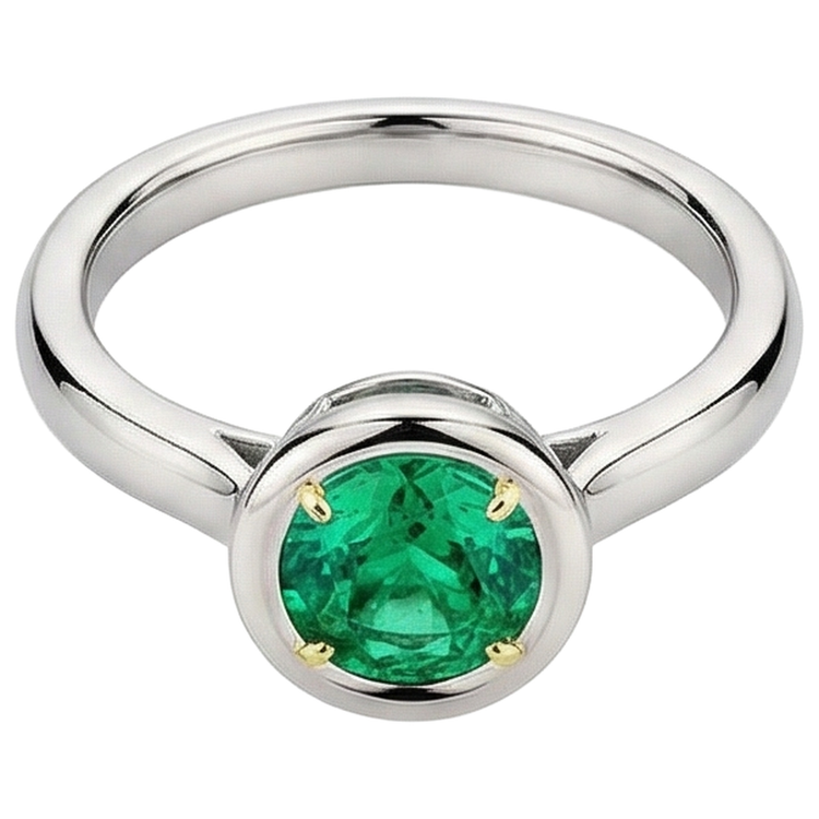 Émeraude Bague Pierre Précieuse 2-carats Or 14K Bicolore – vue de profil
