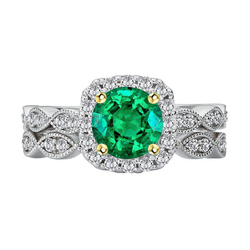 Émeraude Colombienne Bague Pierre de Couleur – Pavé 2,50 carats