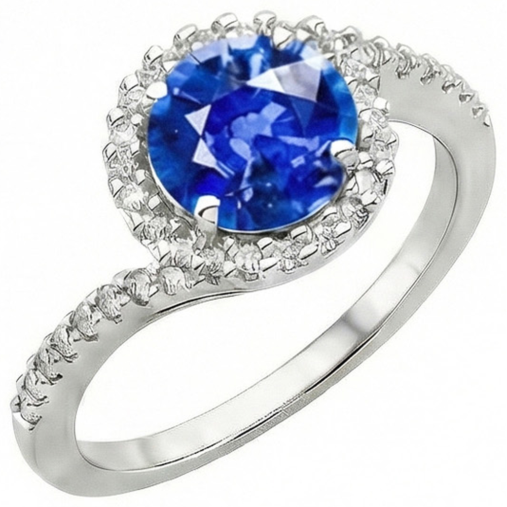 Saphir Bleu Royal Bague Pierre de Couleur – vue principale