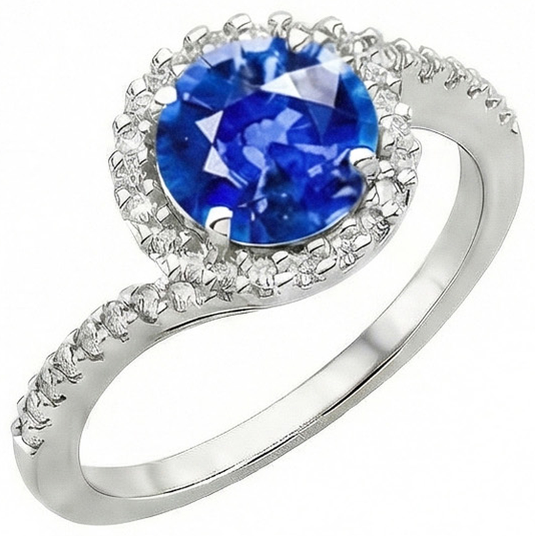 Saphir Bleu Royal Bague Pierre de Couleur – vue principale