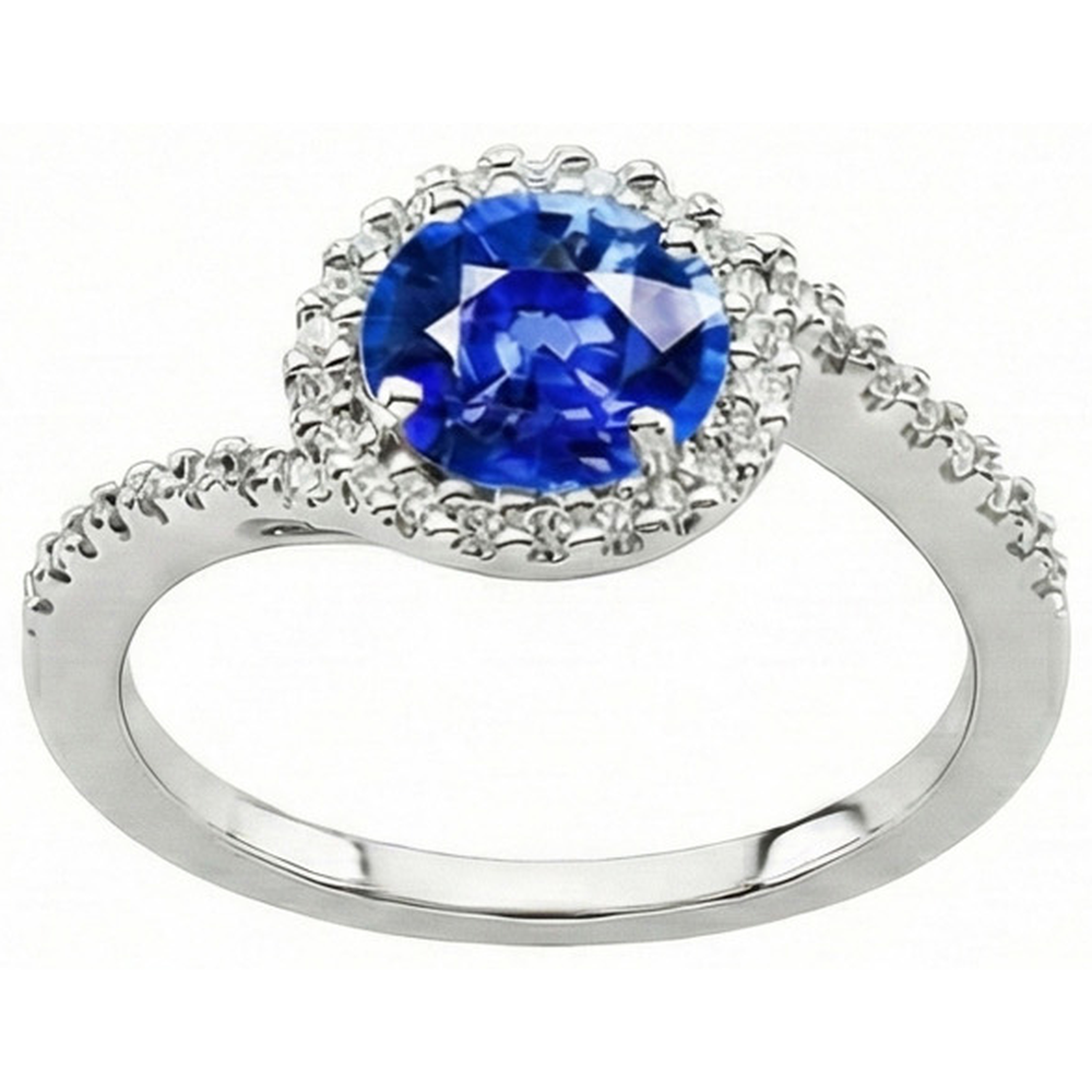 Élégant Saphir Bleu Royal Bague Pierre de Couleur 2 carats – vue de face