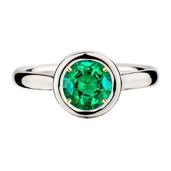 Haut de gamme Émeraude Bague Pierre Précieuse 2 carats – vue principale