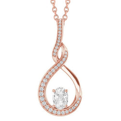 Glissière ovale de pendant de Naturel diamant de vieux mineur avec le style tordu par 3 carats de chaîne