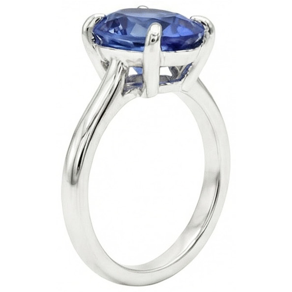 Goutte Saphir Bleu Bleuet bague en Or 14K Blanc – vue de côté